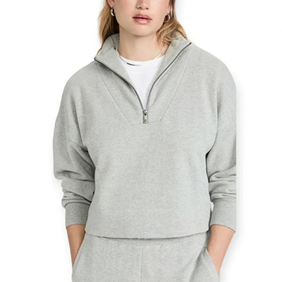 Sweaty Beatty Nestle Up Half Zip Cropped  Pullover Sweatshirt in Gray Marle XS - Picture 1 of 16